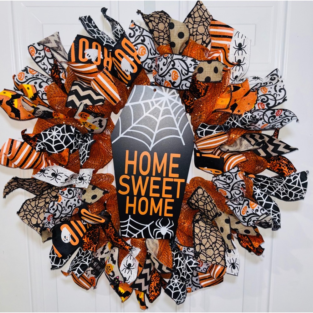 Handmade Halloween Home Sweet Home Holiday Decor Wreath